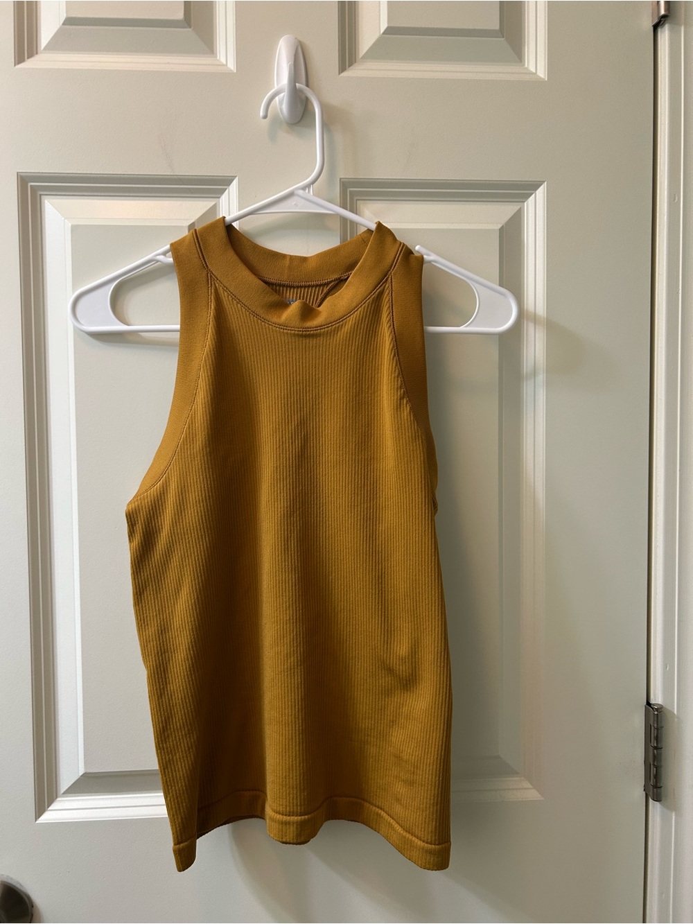 Athleta Ribbed High-Neck Tank in Mustard
